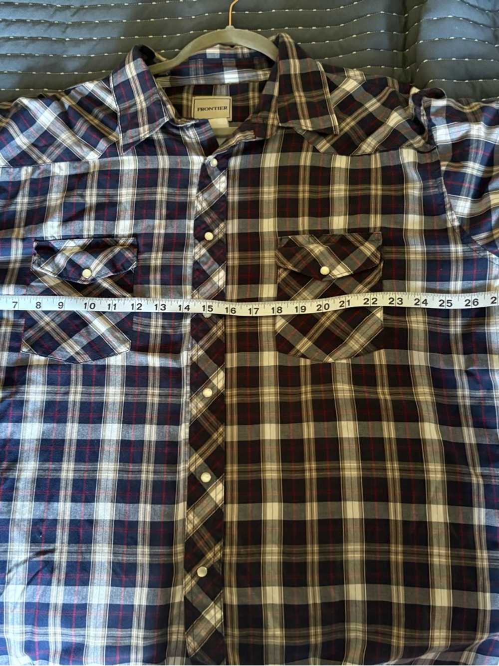 New Frontier Navy, White & Red Plaid Button-Down Shirt - Picture 4 of 4